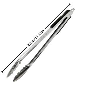 TEMU 고품질 스테인리스 스틸 바베큐 집게, 에르고노믹 미끄럼 방지 그립과 튼튼한 블랙 핸들이 있는 내열 잠금 클램프 - 고기, 샐러드, 빵 등 요리에 완벽한 주방 및 캠핑용 내구성 있는 조리 도구