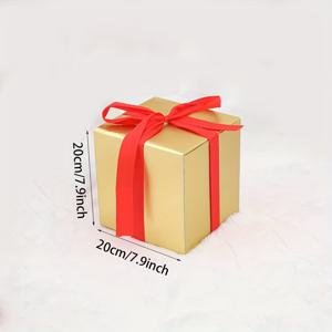 TEMU 1개 레드 & 골든 크리스마스 - 10/15/20cm, 빈 패키지 박스 (창문 디스플레이용), 쌓기형, 휴일 장식품 - 내구성 있는 종이 소재로 제작된 새해, 생일, 결혼식에 적합한 축제 분위기 연출을 위한 DIY 포장함. 조립 불필요, 파티 데코, 우아한 포장, 가벼운 무게, 수공예 느낌의 장식용 컨테이너