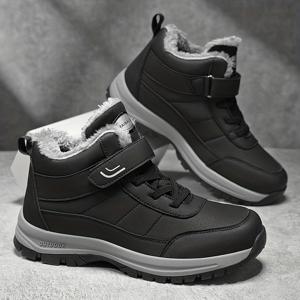 TEMU MAINALUN 남성용 겨울 스노우 부츠 1켤레 - 플리스 안감, 미끄럼 방지 PVC 밑창, 미드 카프 높이, 가볍고 따뜻한 내구성 좋은 사계절용 보온 부츠, 야외 활동, 산책, 하이킹, 일상적인 통근에 적합 - 대형 사이즈 제공, 겨울 부츠