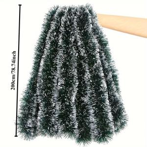 TEMU 7.92m 클래식 크리스마스 틴셀 가랜드 - 4개 팩, 각 200.0cm, 축제 분위기의 그린 & 실버 장식, 트리 & 화환 장식에 완벽, 비광택 글리터 스트랜드, 간편한 절단 및 접기, 크리스마스 가랜드