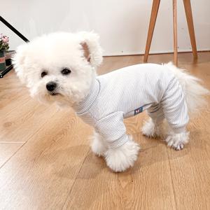 TEMU 소형견 겨울 옷 - 소매와 배 보호 기능, 4족 커버리지, 포메라니안/비숑/시츄용 부드러운 따뜻한 풀오버 코트, 추위 방지 애완동물 의류, 세로 줄무늬 디자인, 안전한 겨울복