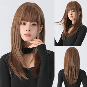 TEMU 여성용 우아한 헤어 가발 150% 밀도 로즈 네트 유니버설 중장기 풀헤드 가발 세트