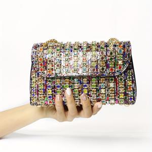 TEMU 새로운 보석 장식 라인스톤 여성용 가방, 컬러풀 핸드백, 디너 백, 이브닝 백, 대각선 숄더백, 포멀 웨딩 백