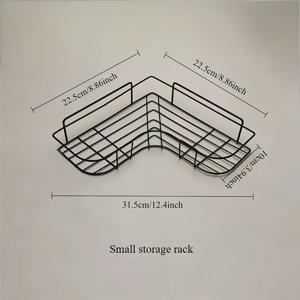 TEMU 드릴 없는 욕실 코너 선반 - 3단 디자인의 튼튼한 주철 벽걸이 정리대, 화장품 및 청소 용품을 위한 공간 절약형 욕실 수납 선반, 쉬운 설치, 세련된 메탈릭 마감, 견고한 구조, 조절 가능한 욕실 선반, 욕실 수납 캐비닛, 문이 있는 욕실 선반, 화장품 정리함, 미에리 인터네이션, 뷰티 전문가용