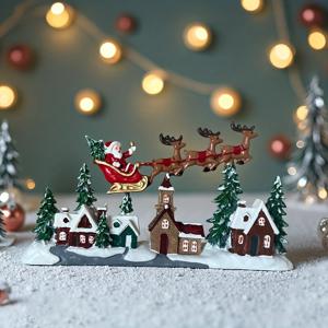 TEMU 1개 크리스마스 신제품 크리스마스 트리 지붕 세 마리 사슴 레진 테이블 장식 파티 데코