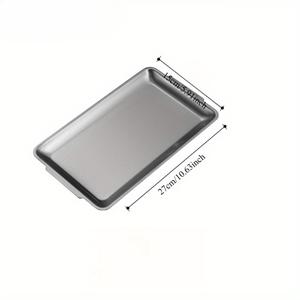 TEMU 2개/304 신형 두꺼운 스테인리스 스틸 직사각형 산업 스타일 커피숍 티 트레이, 정교한 스테인리스 스틸 수납판, 야외 피크닉 접시, 다양한 가정 식탁 장식 및 실용적인 수납 용품에 적합|티테이블