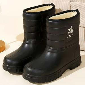 TEMU 남성용 보온 겨울 부츠 - 두꺼운 보온 밑창 & 헤비듀티 추운 날씨용 스노우 슈즈, 다양한 사이즈의 롱 부츠, 얼음, 눈, 야외 활동용 (보온 깔창 호환 가능)