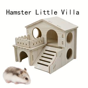 TEMU 햄스터 나무 하우스 은신처, 낮잠과 숨는 작은 빌라, 작은 햄스터에게 적합, 조립 필요, 햄스터 하우스, 햄스터 서식지, 햄스터 쉼터, 햄스터 은신처