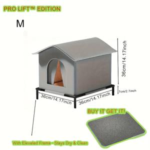 TEMU 야외 고양이 집 강아지 켄넬, 보온 폼 층 포함, 무료 보온 패드 제공, 쉬운 조립. 방풍 옥스포드 천 쉼터, 봄, 여름, 가을, 겨울에 적합한 8가지 시나리오, 고양이, 토끼 및 기타 애완동물용 범용 캣하우스