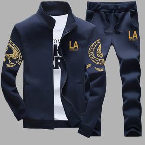 TEMU 남성용 캐주얼 스포티 지퍼업 재킷 & 조거 팬츠 세트 - , 폴리에스테르, 봄/가을 컬렉션