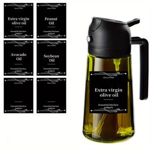 TEMU 주방용 유리 올리브 오일 디스펜서 병, 2-in-1 오일 스프레이어 & 요리용 병, 16oz 다크 그린 유리 오일 병, BBQ 및 주방용 오일 디스펜서 (스티커 6개 포함), RV를 위한 완벽한 조리 도구, HOT Deal 2025