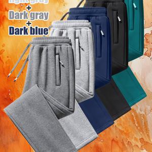 TEMU 3피스 남성용 보온형 조거팬츠 세트 - 풀지퍼로 닫히는 전체지 프린트, 부드럽고 따뜻한 원단의 긴팔 집업바지, 사계절 사용 가능한 헬스장/여행/캐주얼 운동복 (그레이/블랙/블루/틸) - 아버지에게 딱 맞는 선물 / 일상 & 정장 이벤트에 적합한