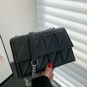 TEMU 패션 퀼트 크로스 백, 여성용 체인 숄더백, 미니멀한 플랩 사각형 가방