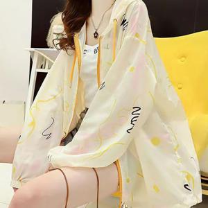 TEMU 여성 봄여름 패션 초경량 자켓 루즈핏 캐주얼 후드 점퍼 데일리 경량 자켓 긴팔 아우터 큐티 프린트 후드 집업 코트