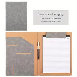 TEMU A4 비즈니스 계약 폴더 (정보 책 포함), 다기능 인조 가죽 마그네틱 클립 특징.