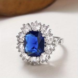 TEMU 여성용 결혼 반지 클로 세팅 오벌 블루 합성 지르코니아 사이드 스톤 합성 지르코니아 링 브라이덜 프로포즈 로맨틱 주얼리