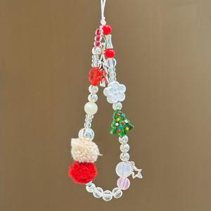 TEMU 귀여운 카툰 크리스마스 휴대폰 체인 크리스마스 트리 별 꽃 구슬 팔찌 창의적인 분실 방지 체인 키체인 CCD 랜야드, 키체인 랜야드,손목 밴드 홀더,축제 디자인,장식용 체인,가벼운 랜야드,폰 참,랜야드 액세서리,휴일 장식가