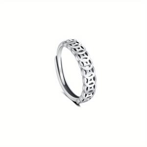 TEMU 여성을 위한 빈티지 S925 스테인리스 실버 반지. 행운의 동전이 특징이며, 개인적인 감각으로 디자인되었습니다. 이 심플하고 독특한 오픈 럭크 링은 남자친구에게 프로포즈, 약혼, 결혼 기념일에 선물하기에 완벽합니다.