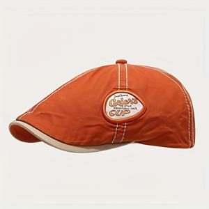 TEMU 빈티지 스타일 플랫 브림 뉴스보이 캡 2D - 6가지 색상 옵션, 성별 중립적 탄력 있는 착용감, 홈커밍 및 캐주얼 의상을 위한 통기성 디자인, 휴가용 헤드웨어, 스타일리시 스냅 클로저, 신축성 머리장식 (1개)