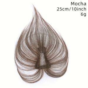 TEMU 여성용 자연스러운 인모 토퍼 가발 - 앞머리가 있는 브라운 헤어피스, 볼륨 및 길이를 위한 가벼운 헤어피스, 일상, 파티, 사진 촬영을 위한 간편한 헤어스타일 - 얇은 머리카락용 헤어피스, 사진 촬영용 헤어피스