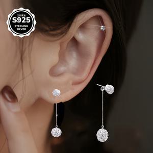 TEMU S925 실버 롱 귀걸이 - 반짝이는 지르코니아 액센트가 있는 우아한 드롭형 후프, 또는 선물용으로 완벽, 크리스마스, 발렌타인데이 주얼리, 축제 선물|우아한 후프 귀걸이|튼튼한 귀걸이