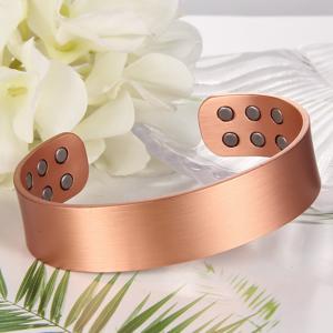 TEMU 남성용 1개 구리 자석 커프 브레이슬릿, 과민성 반응이 적은 오픈 조절 가능한 반지, 단단한 보석 선물 가족 및 친구에게