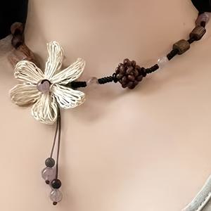 TEMU 여성을 위한 레트로 에스닉 디자인의 젠 영감을 받은 긴 깃털 목걸이, 개인화된 및 다용도 스웨터 체인으로 칼라본 액세서리로 트렌드된다.