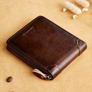 TEMU 다ンテ 남성용 정품 가죽 지갑 - RFID 차단, 빈티지 스타일 지퍼, 신용카드 & 신분증용 대용량, 블랙 탑 그레인 소가죽