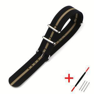 TEMU 밴드스맨 군사 스타일 리브드 시계 스트랩 18mm 20mm 22mm - 내구성 있는 나일론 브레이드 볼라틱 패브릭과 메탈 버클, 남녀 공용 조절 가능 핏, 블랙, 브라운, 오렌지, 그레이, 그린, 베이지, 화이트, 블랙 시계 스트랩, 안전한 시계 밴드, 슬림한 시계 밴드, 메탈릭 버클