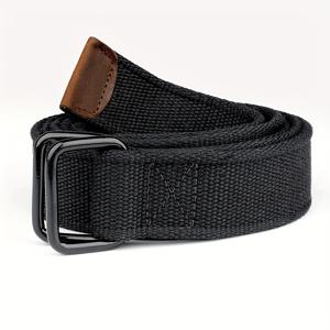 TEMU 플러스 사이즈 남성용 캔버스 웨빙 더블 링 블랙 벨트 - 통근, 스포츠 및 캐주얼 의류에 적합