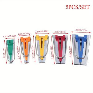 TEMU 간편한 재봉: 컬러풀 5pcs/세트 바이어스 테이프 메이커 키트 - DIY 바인딩, 퀼팅 및 공예 프로젝트에 완벽