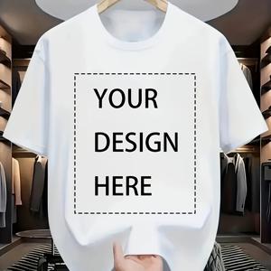 TEMU 남성용 맞춤형 화이트 티셔츠 - 개인화된 텍스트 디자인, 캐주얼 크루 넥, 반팔, 가벼운 폴리에스터 블렌드, 여름 외출에 이상적, 캐주얼 여름 착용 | 티셔츠 | 편안한 핏|반팔티|반팔티셔츠|반팔셔츠