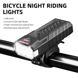 TEMU 신형 8LED 고휘도 USB 충전식 자전거 라이트, 디지털 디스플레이 대용량 전방 경고등 (산악/도로 사이클링용), 아웃도어 사이클링,자전거 출퇴근,가벼운 램프,컴팩트 디자인,오래 지속되는 빛,내구성 있는 구조,USB 전원 조명,출퇴근 자전거 타기,사이클리스트