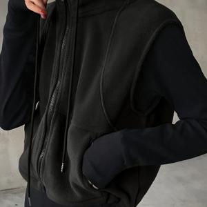 TEMU 여성용 우아한 민소매 재킷 - 풀 지퍼 앞면, 구조적인 칼라 & 지퍼 포켓, 세탁기 사용 가능한 캐주얼/포멀 행사용 아우터, 솔리드/다른 색상, 다용도 | 모던 캐주얼 스타일 | 튼튼한 원단 조끼