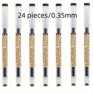 TEMU 24개 일본 미세 포인트 젤 펜, 0.35mm 젤 잉크 롤러볼 펜, 플라스틱 소재, 학교 및 사무실 사용에 적합, 부드러운 글쓰기 - 검정색, 파란색, 빨간색 잉크 문구 공급