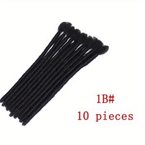 TEMU 10가닥 핸드메이드 드레드락 익스텐션 - 합성 블랙 아프로 컬리/킨키 크로셰 브레이즈 가발, 자연스러운 질감과 볼륨감의 레게 스타일 여성용 헤어피스, 페스티벌 및 캐주얼 룩에 어울리는 드레드락