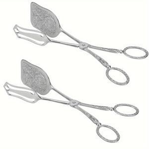 TEMU 2개 세트 팬서 빈티지 우아한 디자인 서빙 집게 - 내구성 강철 아연 제작, 미끄럼 방지 그립, 빵·샐러드·케이크·BBQ·뷔페용 골든 주방 & 식탁 도구