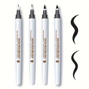 TEMU 4개의 캘리그라피 펜으로 쓰기, 미술, 서명, 스크랩북 등을 위한 초보자 키트와 함께 사용할 수 있는 패드프루프 블랙 잉크 0.6mm/0.7mm/0.8mm/1mm 크기|캘리그라피