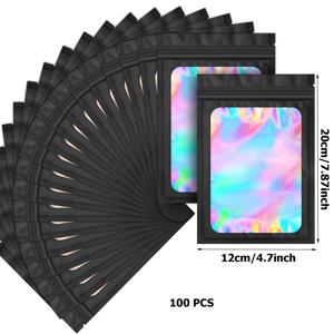 TEMU 100pcs Mylar 가방, 작은 품목 보관을 위한 냄새 증거 포장 가방, 재밀봉 가능한 지퍼 밀봉 가능한 주머니, 샘플 보석 보관용 포장 가방 미술 용품