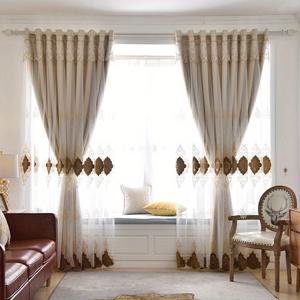 TEMU 1개 보호 유럽 스타일 베이지 투 레이어 커튼 - 꽃무늬 100% 폴리에스터 빛 차단 드레이프, 거실 & 침실용 그로멧 탑, 사계절 우아한 홈 데코, 커튼 스타일, 세부 자수, 창문 처리, 고품질 자수, 실내 디자인가용