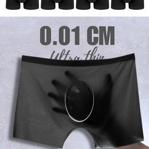 TEMU 남성용 시스루 박서 브리프 4팩 - 시원하고 얇은 통기성 아이스 원단, 중간 신축성 편안한 단색 팬티 (4팩) - 더운 날씨와 캐주얼 복장에 적합