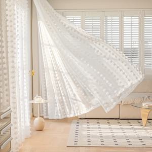TEMU 프랑스 시골식 화이트 거즈 커튼