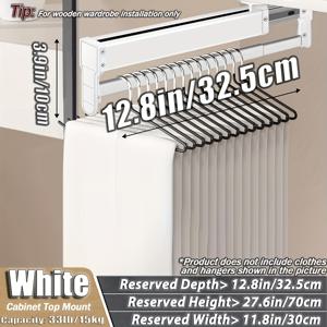 TEMU 1pc 조절 가능한 풀아웃 바지 걸이 - 공간 절약형 옷장 정리기, 바지 보관용 금속 레일, 침실 및 기숙사 사용에 이상적, 기숙사 방 필수품|조절 가능한 걸이|금속 구조, 옷 정리기 보관, 설치형 옷장 시스템