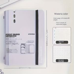 TEMU 1pc A7 루스 리프 노트, 책 표지 + 40pcs 종이 + 4pcs 분배기 Pape 휴대용 노트북, 사무실, 학생 용품 및 여행 운반 용품에 적합|북커버