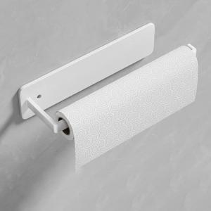 TEMU 벽걸이형 주방 수납 선반 (블랙, 화이트, 그레이 색상). 종이, 행주, 비닐 랩 보관에 적합.