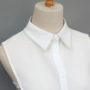 TEMU 시폰 터틀넥 패션 네일 비즈 칼라 다용도 장식 반셔츠 스타일 칼라