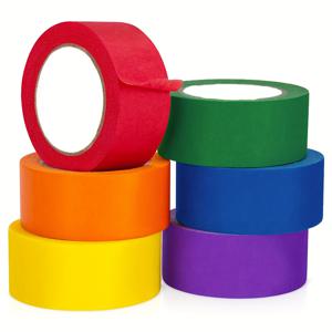 TEMU 6 롤 색상 마스킹 테이프, 1.0인치 * 511.8인치 색상 공예 테이프, 활력 무지개 색상 페인터 테이프는 예술 및 공예, 라벨링 및 색상 부호화 용지 테이프, 총기 일지, 파티 장식, DIY 공예에 적합합니다