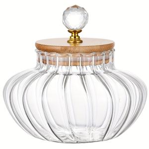 TEMU 1pc 유리 밀봉 그릇, 둥근 다목적 주방 보관 용기, 재사용 가능한 플립 탑 음식 보존용품, 과자, 곡물, 스낵, 김치용 - 손세탁전용, 전기 필요 없음