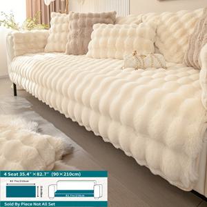 TEMU 1pc 럭셔리 롱 플러시 미끄럼 방지 소파 커버, 겨울 따뜻한 장식용 던지기 - 기계 세탁 가능, 폴리에스터, 올 시즌 핏, 거실용 소파 커버|소파|의자|3인용쇼파