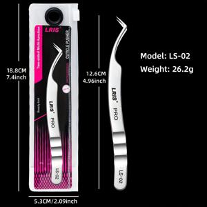 TEMU 1개 LS-02 고정밀 스테인리스 스틸 눈썹 집게, 무향 전문 인공 속눈썹 및 속눈썹 연장용 그라프팅 도구, 속눈썹 집게